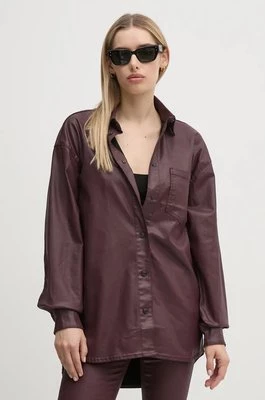 Pepe Jeans koszula OVERSHIRT damska kolor bordowy relaxed z kołnierzykiem klasycznym PL304963YH7