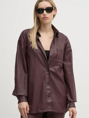 Pepe Jeans koszula OVERSHIRT damska kolor bordowy relaxed z kołnierzykiem klasycznym PL304963YH7