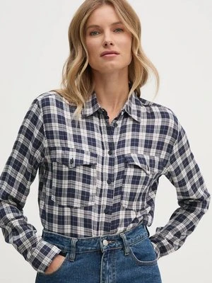 Pepe Jeans koszula POLIVIA damska kolor granatowy regular z kołnierzykiem klasycznym PL304938