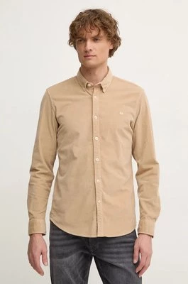 Pepe Jeans koszula sztruksowa MILLER kolor beżowy regular z kołnierzykiem button-down PM308730