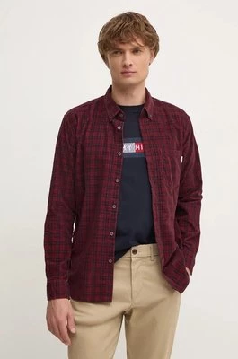 Pepe Jeans koszula welurowa MAREL kolor bordowy regular z kołnierzykiem button-down PM308725