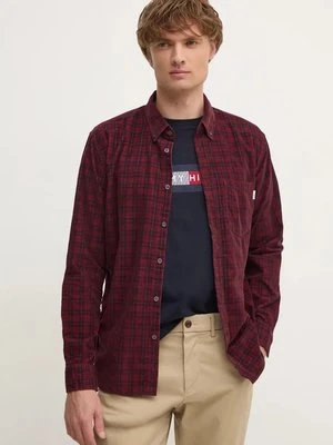 Pepe Jeans koszula welurowa MAREL kolor bordowy regular z kołnierzykiem button-down PM308725