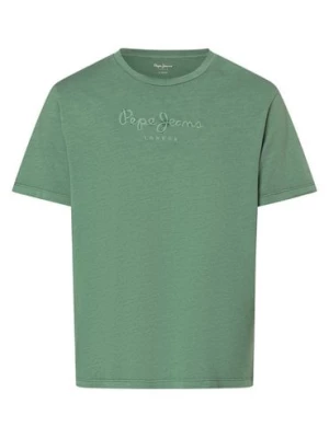 Pepe Jeans Koszulka męska - Emb Eggo Mężczyźni Bawełna zielony jednolity,