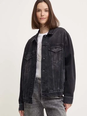 Pepe Jeans kurtka jeansowa BOYFRIEND JACKET damska kolor czarny przejściowa oversize PL402390XH7