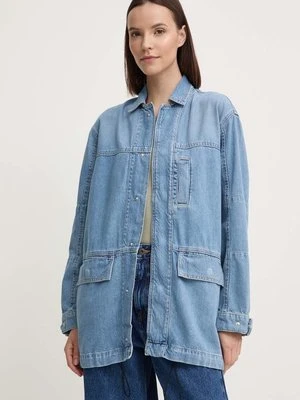 Pepe Jeans kurtka jeansowa CLARENCE damska kolor niebieski przejściowa oversize PL402413