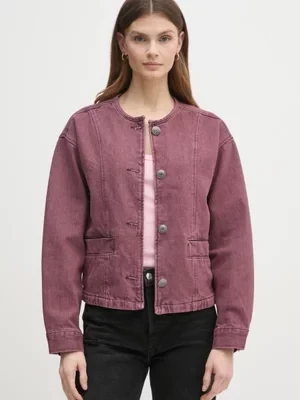 Pepe Jeans kurtka jeansowa DAENA BERRY damska kolor różowy przejściowa oversize PL402525