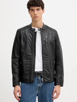 Pepe Jeans kurtka skórzana kolor czarny przejściowa PM4027178