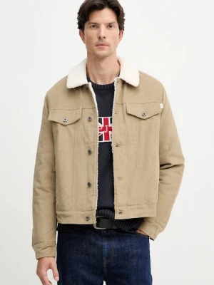 Pepe Jeans kurtka sztruksowa kolor beżowy przejściowa PM4027185