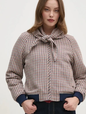 Pepe Jeans kurtka z domieszką wełny BRIDGET kolor beżowy przejściowa oversize PL402466