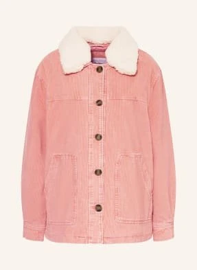Pepe Jeans Kurtka Z Sztruksu Tala Z Odpinanym Sztucznym Futerkiem rosa