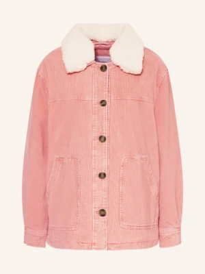 Pepe Jeans Kurtka Z Sztruksu Tala Z Odpinanym Sztucznym Futerkiem rosa