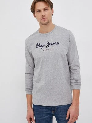 Pepe Jeans Longsleeve bawełniany Eggo kolor szary z nadrukiem