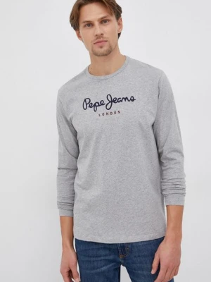 Pepe Jeans Longsleeve bawełniany Eggo kolor szary z nadrukiem