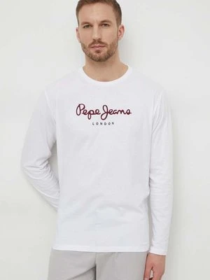 Pepe Jeans Longsleeve bawełniany Eggo Long kolor biały z nadrukiem PM508209.800