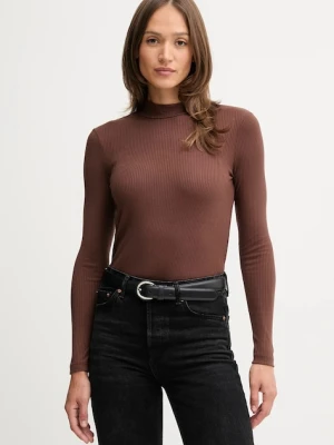 Pepe Jeans longsleeve kolor brązowy z półgolfem PL5000042