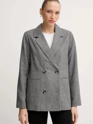 Pepe Jeans marynarka z domieszką wełny kolor szary dwurzędowa wzorzysta PL4024351