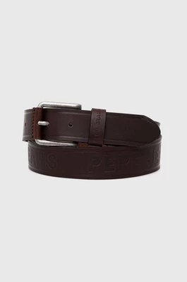 Pepe Jeans pasek skórzany DAYTON BELT męski kolor brązowy PM021027