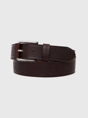 Pepe Jeans pasek skórzany DAYTON BELT męski kolor brązowy PM021027