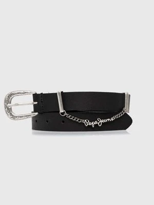 Pepe Jeans pasek skórzany LEIGHTON BELT damski kolor czarny PL020853