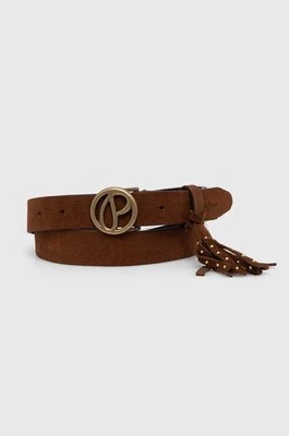 Pepe Jeans pasek zamszowy ATHELEA BELT kolor brązowy PL020858