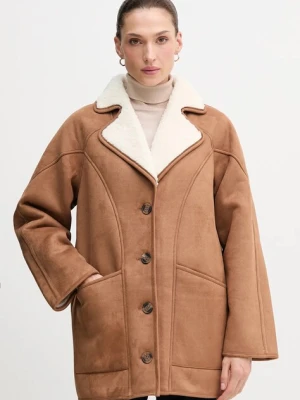 Pepe Jeans płaszcz kolor brązowy PL4024362