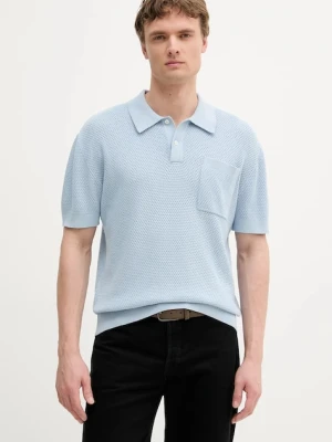 Pepe Jeans polo bawełniane męski kolor niebieski gładki PM702536