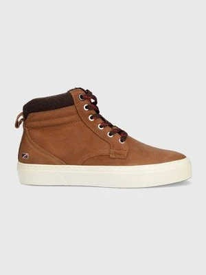 Pepe Jeans sneakersy skórzane YOGI BOOT kolor brązowy PMS30998