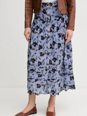 Pepe Jeans spódnica bawełniana ENODIA kolor niebieski midi rozkloszowana PL901193