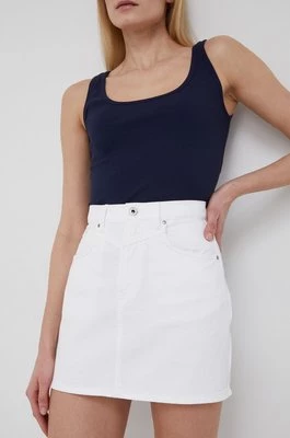 Pepe Jeans spódnica jeansowa bawełniana Rachel Skirt kolor biały mini prosta
