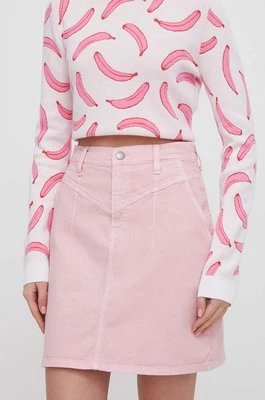 Pepe Jeans spódnica jeansowa kolor różowy mini ołówkowa