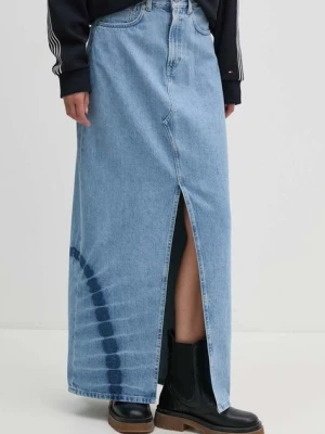 Pepe Jeans spódnica jeansowa MAXI SKIRT HW TIE DYE kolor niebieski maxi prosta PL901133