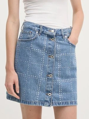 Pepe Jeans spódnica jeansowa MINI SKIRT HW GLITTER kolor niebieski mini rozkloszowana PL901164