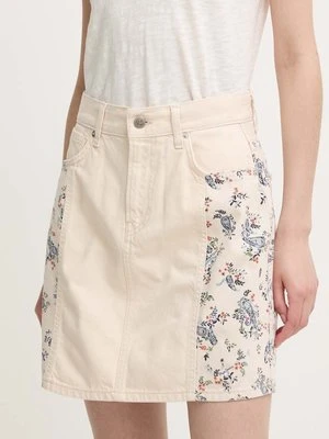 Pepe Jeans spódnica jeansowa MINI SKIRT HW PAISLEY kolor beżowy mini rozkloszowana PL901135