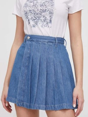 Pepe Jeans spódnica jeansowa MINI SKIRT HW PLEAT kolor niebieski mini rozkloszowana PL901114