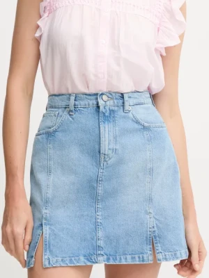 Pepe Jeans spódnica jeansowa MINI SKIRT HW SLIT kolor niebieski mini rozkloszowana PL901208