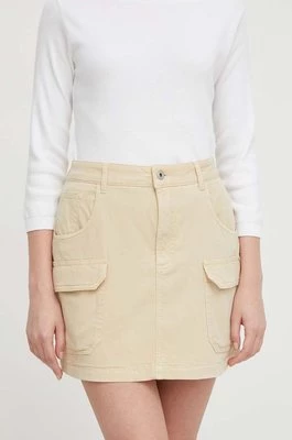 Pepe Jeans spódnica kolor beżowy mini prosta