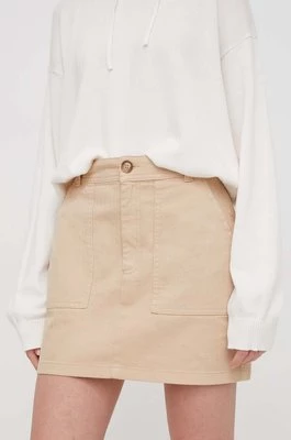 Pepe Jeans spódnica kolor beżowy mini rozkloszowana
