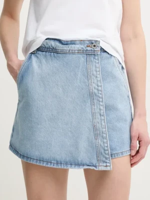 Pepe Jeans spódnicospodnie jeansowe REGULAR SKORT HW damskie kolor niebieski gładkie high waist PL801187NC9