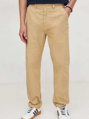 Pepe Jeans spodnie bawełniane RELAXED STRAIGHT CARPENTER PANT kolor beżowy proste PM211649