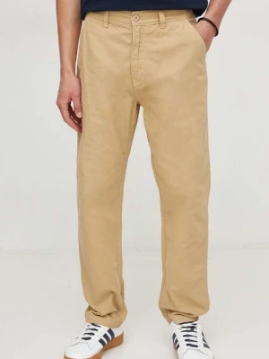 Pepe Jeans spodnie bawełniane RELAXED STRAIGHT CARPENTER PANT kolor beżowy proste PM211649