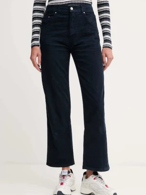 Pepe Jeans spodnie damskie kolor granatowy proste high waist PL21000038