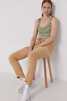 Pepe Jeans Spodnie Dash damskie kolor brązowy proste medium waist