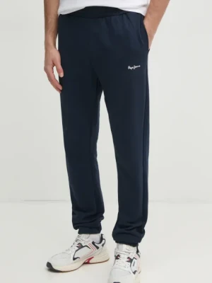 Pepe Jeans spodnie dresowe bawełniane DUKE JOGGER męskie kolor granatowy gładkie PM211865