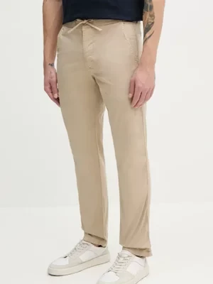 Pepe Jeans spodnie PULL ON COMFORT CHINO męskie kolor beżowy proste PM211866