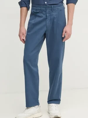 Pepe Jeans spodnie RELAXED COMFORT PLEATED CHINO męskie kolor niebieski w fasonie chinos PM211803