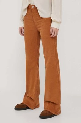 Pepe Jeans spodnie WILLA damskie kolor beżowy dzwony high waist