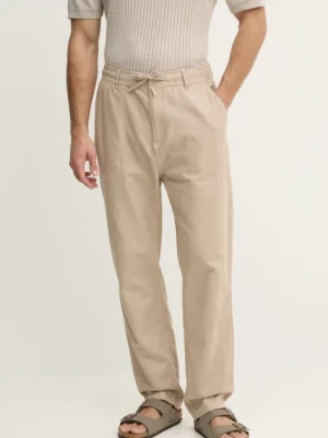 Zdjęcie produktu Pepe Jeans spodnie z domieszką lnu LINEN PULL ON PANTS męskie kolor beżowy w fasonie chinos PM211872