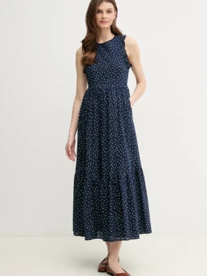 Pepe Jeans sukienka bawełniana DEBORAH kolor granatowy maxi rozkloszowana PL953666