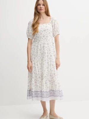 Pepe Jeans sukienka bawełniana kolor biały midi rozkloszowana PL953759
