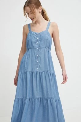 Pepe Jeans sukienka EDITH kolor niebieski midi rozkloszowana PL953483